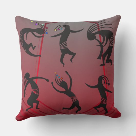 踊り先住民アメリカンココペリ装飾用クッション クッション (裏面)