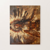 踊り先住民ヘアドレのアメリカ人女性 ジグソーパズル (縦)