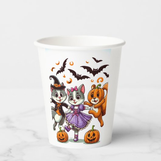 踊り動物のハロウィーンコスチューム 紙コップ (正面)