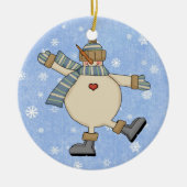 踊り国雪だるま セラミックオーナメント (正面)