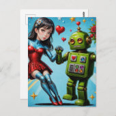 踊り女性及びロボット ポストカード (正面/裏面)