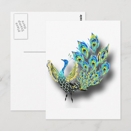 踊り孔雀 ポストカード (正面/裏面)