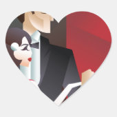 踊り対アールデコ幾何学的スタイルポスター ハートシール (正面)