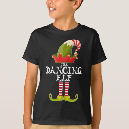 踊り小妖精や小人おもしろいクリスマスギフトマッチングファミリー Tシャツ (正面)