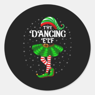 踊り小妖精や小人クリスマスファミリーマッチングウィメンズガールズ ラウンドシール