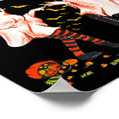 踊り幽霊とパンプキンハロウィーン女性のグラフ ポスター (角)