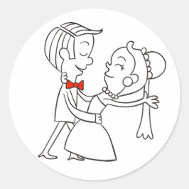 踊り新郎新婦ブラックアンドホワイト結婚ズ ラウンドシール