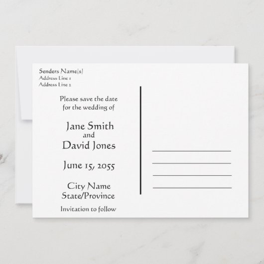 踊り日付の結婚発表を保存 招待状 (裏面)