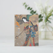 踊り日本のスケルトン、ギター付きスケルトン ポストカード (スタンド正面)