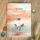 踊り日本のタンチョクレーンベージュブルー結婚ズ 招待状