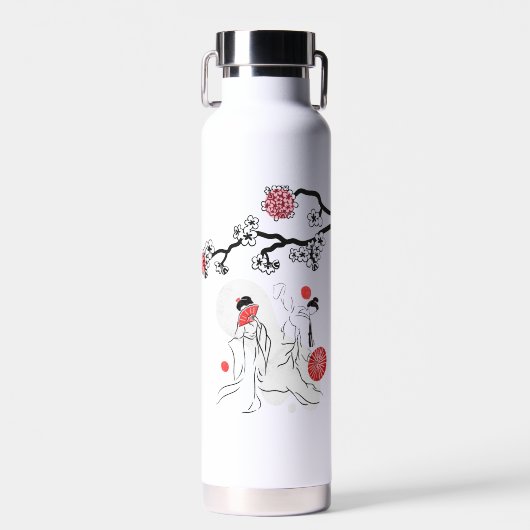 踊り日本芸者と紅花 ウォーターボトル (正面)