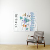 踊り森林動物クリスマスウォーター色 タペストリー (インサイチュ(横))