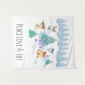 踊り森林動物クリスマスウォーター色 タペストリー (正面(横))