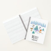 踊り森林動物クリスマスウォーター色 ノートブック (内部)