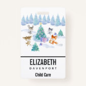 踊り森林動物クリスマスウォーター色 バッジ (正面)