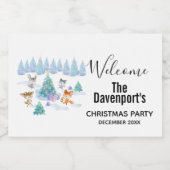 踊り森林動物クリスマスウォーター色 フードラベル (シングルラベル)