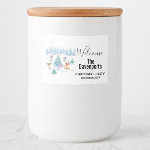 踊り森林動物クリスマスウォーター色 フードラベル