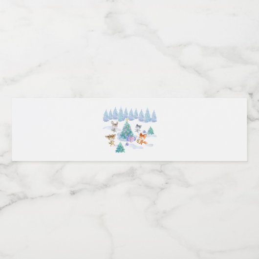 踊り森林動物クリスマスウォーター色 ペットボトルラベル (シングルラベル)