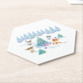 踊り森林動物クリスマスウォーター色 ペーパーコースター (アングル)