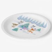 踊り森林動物クリスマスウォーター色 ペーパープレート (アングル)