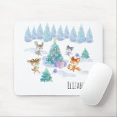 踊り森林動物クリスマスウォーター色 マウスパッド (マウス)
