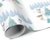 踊り森林動物クリスマスウォーター色 ラッピングペーパー (ロールコーナー)