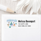 踊り森林動物クリスマスウォーター色 ラベル (インサイチュ)