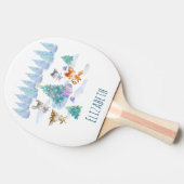 踊り森林動物クリスマスウォーター色 卓球ラケット (横)