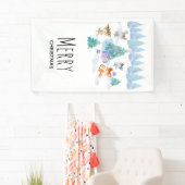 踊り森林動物クリスマスウォーター色 横断幕 (インサイチュ)