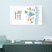 踊り森林動物クリスマスウォーター色 横断幕 (トレードショー)