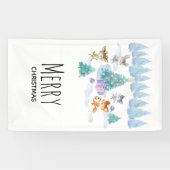 踊り森林動物クリスマスウォーター色 横断幕 (横)