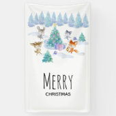 踊り森林動物クリスマスウォーター色 横断幕 (縦)