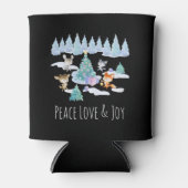 踊り森林動物クリスマスウォーター色 缶クーラー (正面)