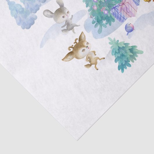 踊り森林動物クリスマスウォーター色 薄葉紙 (詳細)