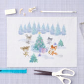 踊り森林動物クリスマスウォーター色 薄葉紙 (クラフト)