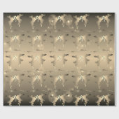 踊り淡い色のトナカイ青銅「メリークリスマス」 ラッピングペーパー (フラット)