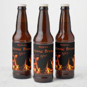 踊り炎オレンジと黒ビールラベル ビールラベル (ボトル)