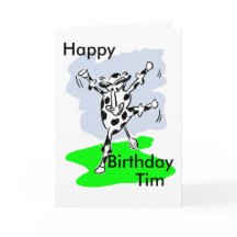 踊り牛の名前の誕生日カードにメッセージを追加