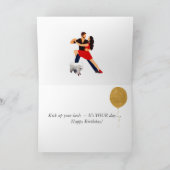 踊り犬赤靴誕生日 カード (内部)