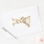 踊り猫楕円ステッカー 楕円形シール (封筒)