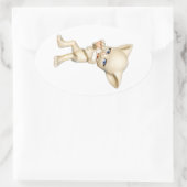 踊り猫楕円ステッカー 楕円形シール (バッグ)