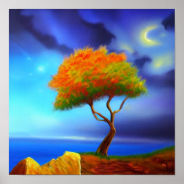 踊り秋の木オンザクリフポスター ポスター