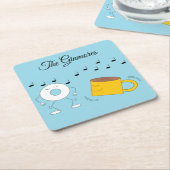 踊り粉末ドーナツ&コーヒーマグ: スクエアペーパーコースター (アングル)