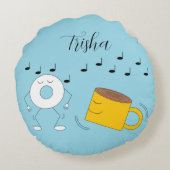 踊り粉末ドーナツ&コーヒーマグ: ラウンドクッション (裏面)