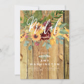 踊り素朴サンフラワーズダスティバラブライダルシャワー 招待状 (正面)