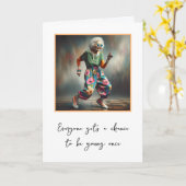 踊り老婦人の老齢誕生日 カード (黄色い花)