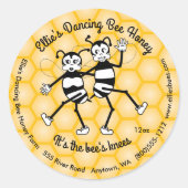 踊り蜂蜜の丸い瓶ラベル小 ラウンドシール (正面)