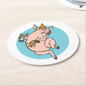 踊り豚 ラウンドペーパーコースター (アングル)