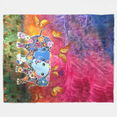 踊り象 フリースブランケット (正面(横))