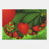 踊り赤いハートモダン抽象芸術フラクタル ラッピングペーパーシート (正面2)